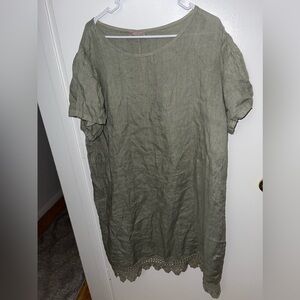 XL dress olive green thick material never worn smoke free pet free knee length